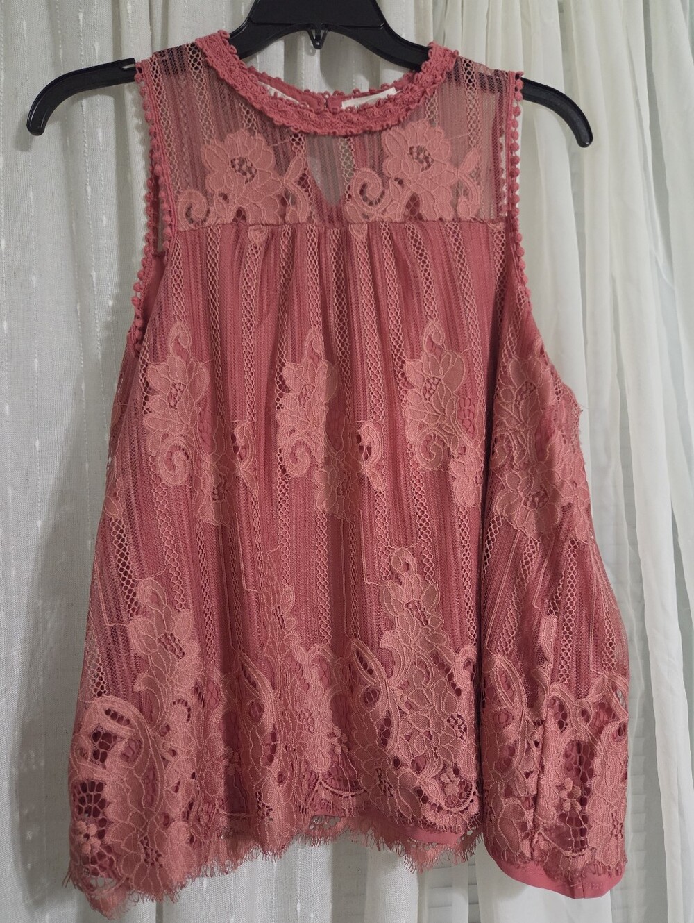 Taylor & Sage Dusty Rose Lace Overlay Sleeveless Camisole